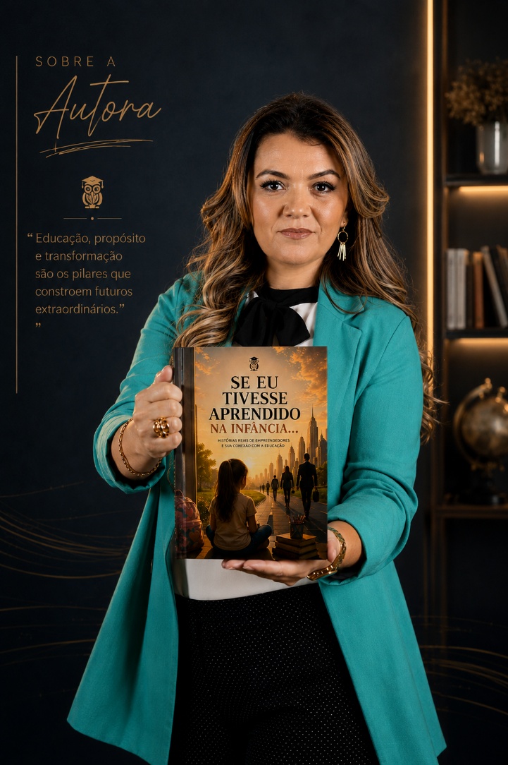 Patricia Rangel segurando o livro Se Eu Tivesse Aprendido na Infância